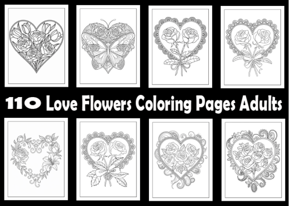110 Love Flowers Coloring Pages Adults