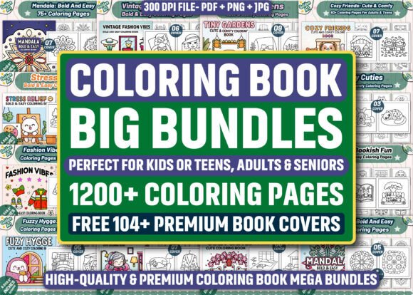 1200 Coloring Pages Mega Bundle - KDP