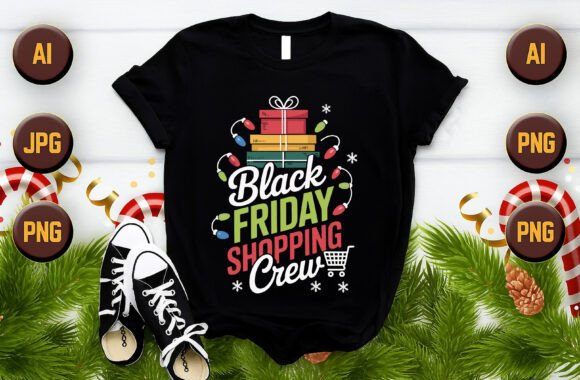 Black Friday Shopping Crew Christmas T-Shirt Design: A Versatile Print for Every Holiday