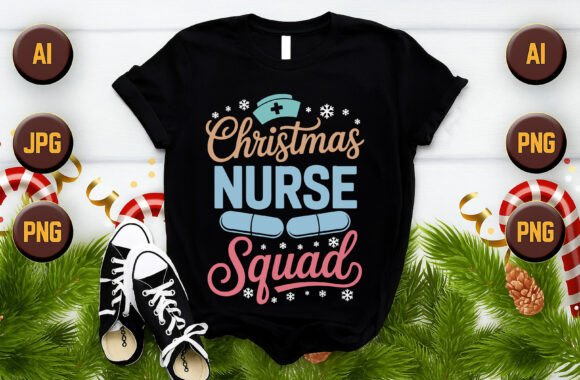 Christmas Nurse Squad: A Versatile Design for Holiday Apparel and More