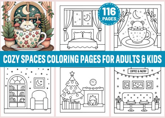 Cozy Spaces Coloring Pages for Adults