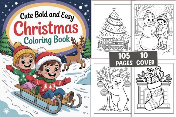Cute Bold Easy Christmas Coloring Book