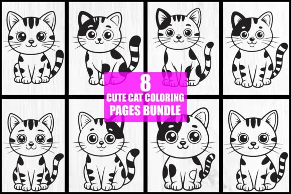 Cute Cat Coloring Pages Bundle – A Creative Resource for Kids and Adults