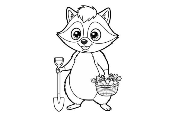 Cute Farmer Raccoon Coloring Page – Fun