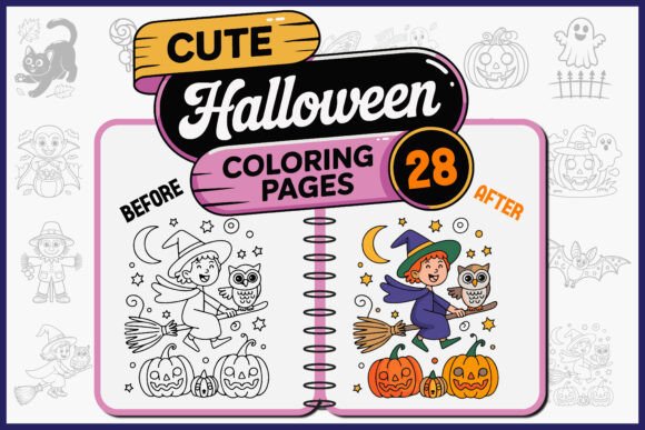 Cute Halloween Coloring Pages Bundle