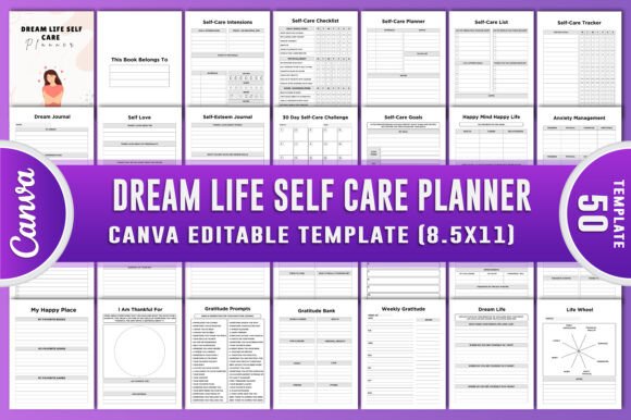 Dream Life Self Care Planner Canva Kdp