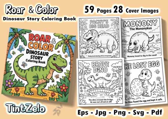 Roar Color Dinosaur Story Coloring Pages