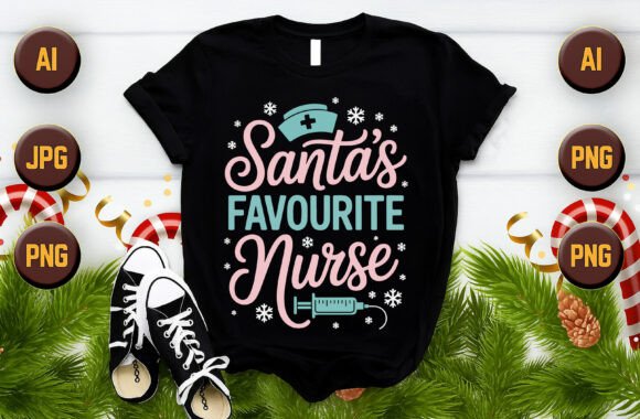 Santa’s Favorite Nurse – A Christmas Classic T-Shirt Design