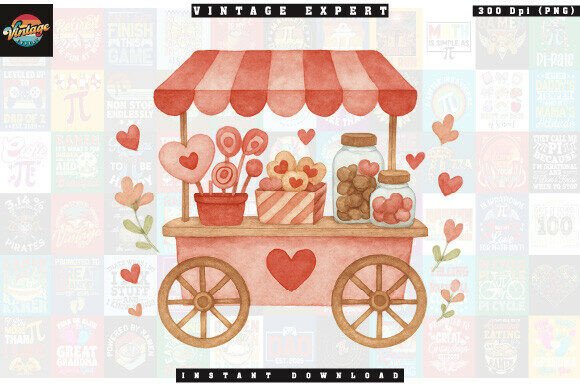 Valentine Candy Cart Watercolor Clipart: A Versatile Resource for Creative Projects
