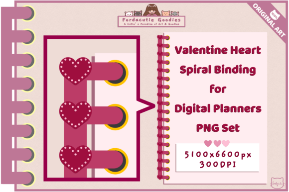 Valentine Heart Spiral Binding for Digital Planners
