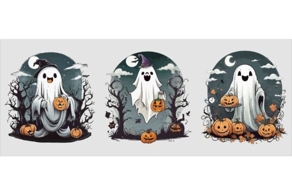 Vector Art of Three Cute Ghosts SVG: A Versatile Resource for Creative and Educational Use